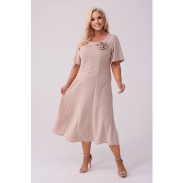 Elegancka sukienka Doris na wesele w kolorze nude PLUS SIZE XXL JESIEŃ