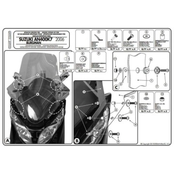 GIVI D266KIT KIT MONTAZOWY SZYBY 266DT SUZUKI BURGMAN 400K7