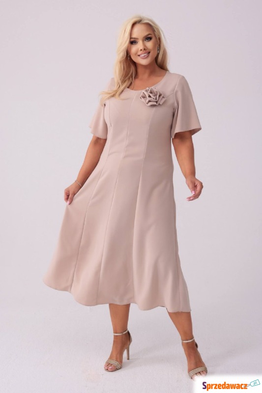Elegancka sukienka Doris na wesele w kolorze nude... - Sukienki damskie - Nysa