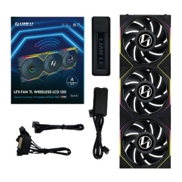 Lian Li UNI FAN TL Wireless LCD Lüfter, ARGB, PWM, 3er-Pack inkl. Controller - 120 mm, schwarz
