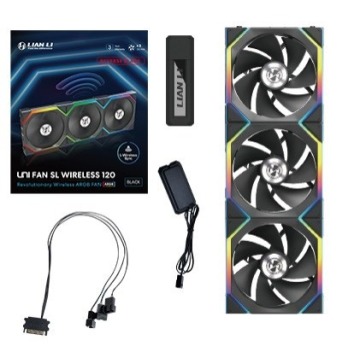 Lian Li UNI FAN SL Wireless 120 Reverse Blade Obudowa komputera Wentylator 12 cm Czarny 3 szt.