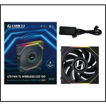 Wentylator Lian Li UNI FAN TL Wireless LCD Lüfter, ARGB, PWM - 120 mm, czarny