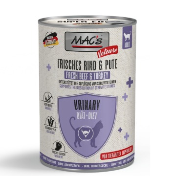 Korzystny pakiet MAC's CAT Vetcare Urinary, 24 x 400 g - Wołowina i indyk