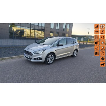Ford S-Max - 2017r 2.0D Automat 7os Panorama Tempomat Asystent Parkowania Skóra
