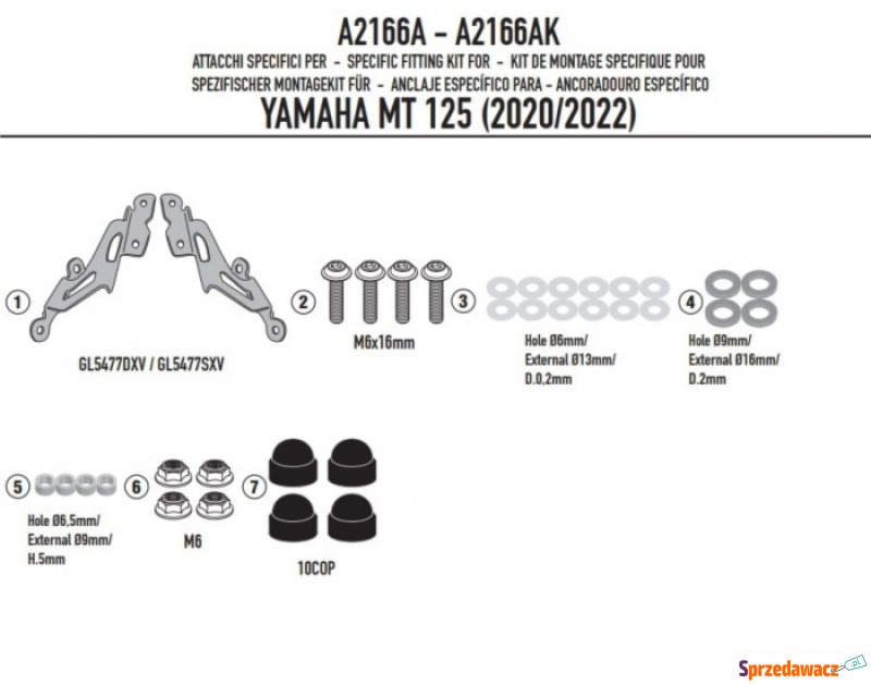 GIVI 2023 MOCOWANIE SZYBY 2166A YAMAHA MT 125... - Kierownica i licznik - Gorzów Wielkopolski