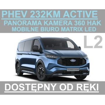 Ford Tourneo Custom - Plug-in Active 232KM L2 Kamera 360 Hak Mobilne biuro od ręki !!
