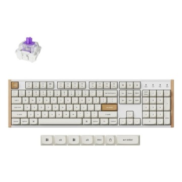 Keychron K10 HE klawiatura Gaming USB + RF Wireless + Bluetooth QWERTY Angielski Biały, Drewno