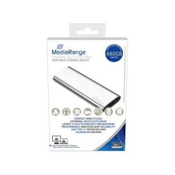 MediaRange MR1102 Zewnętrzny dysk SSD 480 GB USB Type-C 3.2 Gen 2 (3.1 Gen 2) Srebrny
