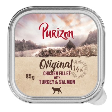 Korzystny pakiet Purizon Original, 24 x 85 g - Filet z kurczaka z indykiem i łososiem