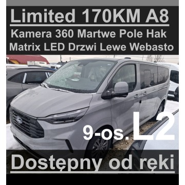 Ford Transit Custom - Limited 170KM A8 Webasto Kamero 360 Matrix LED Od ręki 2387 zł