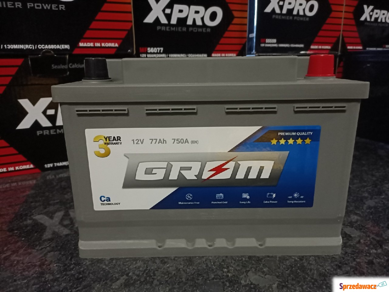 Akumulator GROM Premium 77Ah 750A...