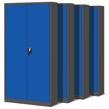 Zestaw 4x szafa biurowa metalowa na akta antracytowo-niebieska, 900x1950x400 mm: JAN H