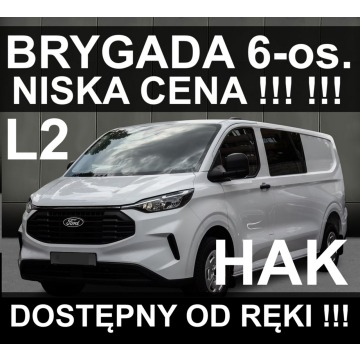 Ford Transit Custom - L2  136KM 6-osob Brygadowy  Hak Super Niska Cena ! Od reki !!