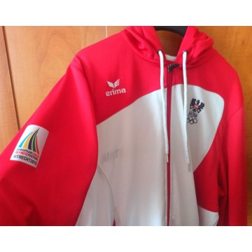 Bluza sportowa z kapturem damska biało - czerwona... - Tuniki i bluzy damskie - Łask - zdjęcie 3