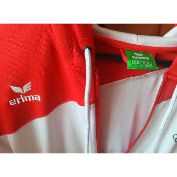 Bluza sportowa z kapturem damska biało - czerwona... - Tuniki i bluzy damskie - Łask - zdjęcie 2