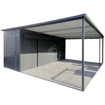 Schowek - domek ogrodowy 1,7x5 + wiata 3,3m - 2x drzwi ID1171