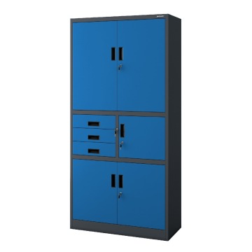 Szafa biurowa metalowa z sejfem antracytowo-niebieska, 900x1850x400 mm: FILIP II