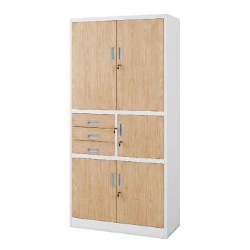 Szafa biurowa metalowa z sejfem biała/dąb sonoma, 900x1850x400 mm: FILIP II Eco Design