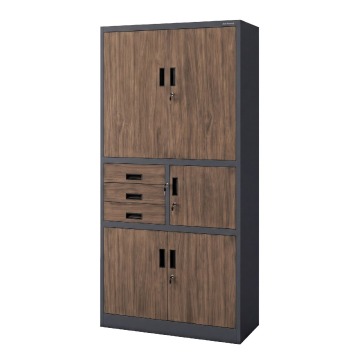 Szafa biurowa metalowa z sejfem antracytowa/orzech, 900x1850x400 mm: FILIP II Eco Design