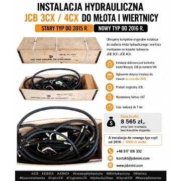 Instalacja hydrauliczna JCB 3CX / 4CX do młota i wiertnicy - stary typ do 2015 r