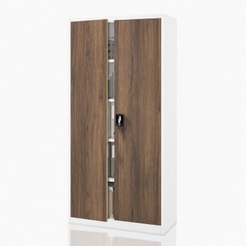 Szafa biurowa na dokumenty z 4 półkami biała/orzech, 900x1850x400 mm: JAN Eco Design