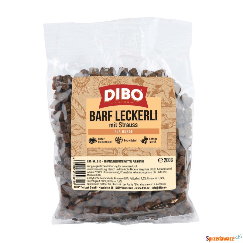 DIBO BARF, przysmaki ze strusiem - 200 g - Przysmaki dla psów - Wałbrzych