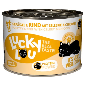 Korzystny pakiet Lucky Lou Adult, 24 x 200 g - Sterilized: drób i wołowina