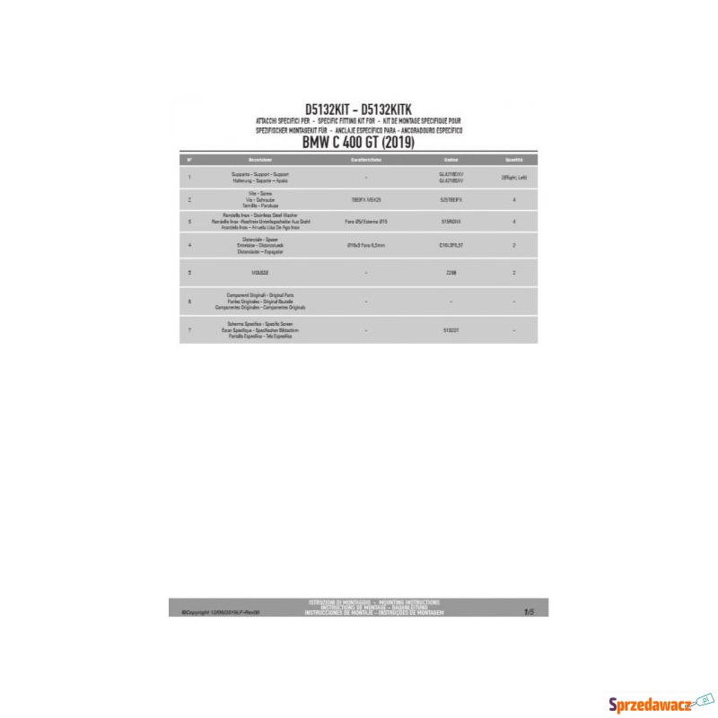 GIVI D5132KIT MOCOWANIE SZYBY 5132DT - Kierownica i licznik - Kielce