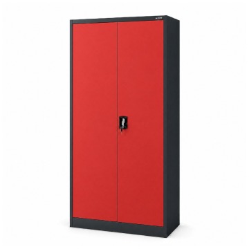 Szafa metalowa ze schowkiem antracytowo-czerwona, 900x1850x450 mm: TOMASZ