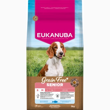 Eukanuba Grain Free Senior Small & Medium, ryba morska - 2 x 3 kg