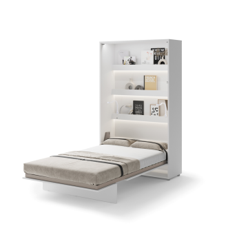 Półkotapczan pionowy BC-02 Bed Concept 120x200 cm 120x200 cm, Biały połysk lenart, półkotapczany len