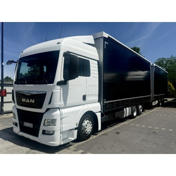 MAN TGX 24.440 6X2 E6 Przyczepa G.T.S PTT18S Tandem Zestaw 120 m3 - Firana Ładowność: 14.000kg Zadba