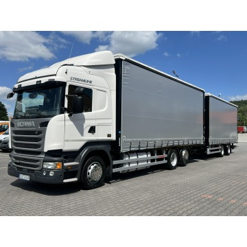 Scania R410 bez EGR Zabudowy Wecon 120m Dach Podnoszony  Zestaw Tandem - 120m Firana Ład. 14265kg+12