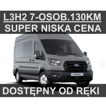 Ford Transit - L3H2 130KM  Super Cena Brygadowy 7-osobowy Kamera Czujniki Od ręki