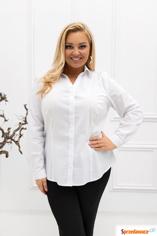 Klasyczna elegancka biała koszula Lucy PLUS SIZE... - Bluzki i koszule damskie - Giżycko