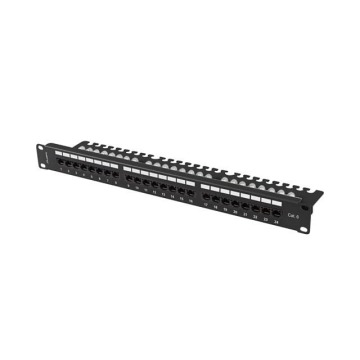 Patch panel Lanberg Patch Panel 24 port 1U 19'' kat.6 UTP czarny z organizerem kablowym