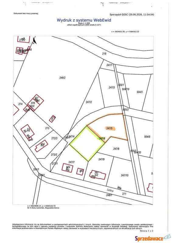 Działka budowlana na sprzedaż, 1052m², Bogusz... - Działki na sprzedaż - Boguszów-Gorce