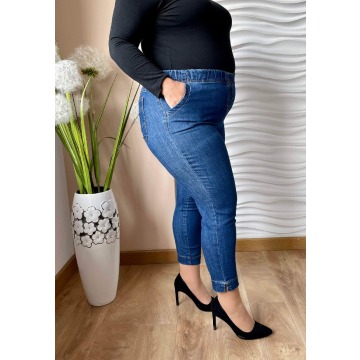 Spodnie elastyczne jeansowe Jeangaliny 03 granat 7/8 slim fit PLUS SIZE XXL