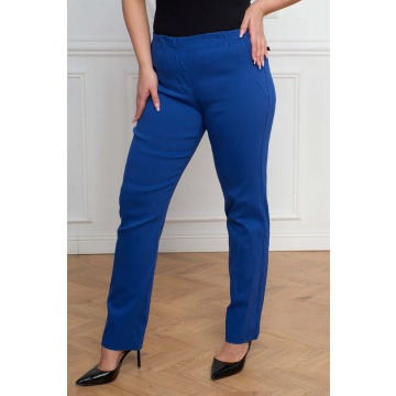 Szafirowe spodnie Bengaliny02 z prostą nogawką wysoki stan PLUS SIZE XXL