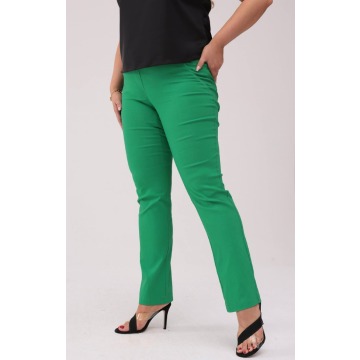 Zielone spodnie Bengaliny02 z prostą nogawką wysoki stan PLUS SIZE XXL