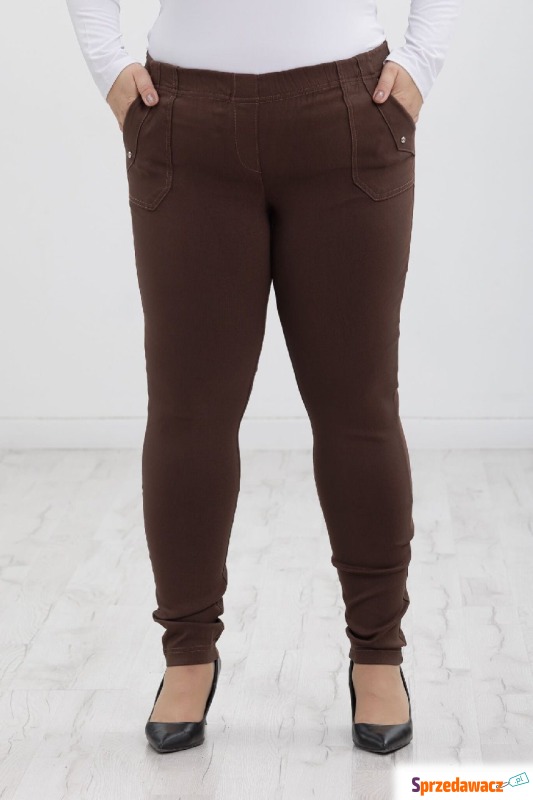 Klasyczne brązowe spodnie Bengaliny09 slim fit... - Spodnie damskie - Leszno
