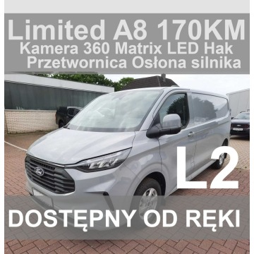 Ford Transit Custom - L2 Limited A8 170KM Matrix LED Kamera 360 HAK Przetwornica Od ręki !