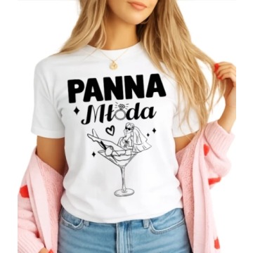 KOSZULKA NA WIECZÓR PANIEŃSKI ''PANNA MŁODA''W KIELISZKU