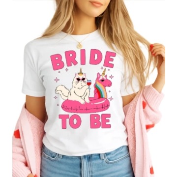 KOSZULKA NA WIECZÓR PANIEŃSKI ''BRIDE TO BE'' Z KOTEM