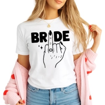 KOSZULKA NA WIECZÓR PANIEŃSKI ''BRIDE '' Z PALCEM