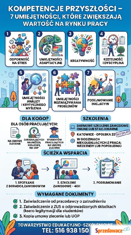 kompetencje przyszłości - darmowe szkolenia - Biuro, administracja - Katowice