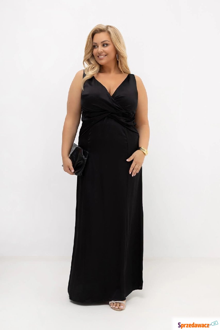 Czarna sukienka satynowa maxi Black...