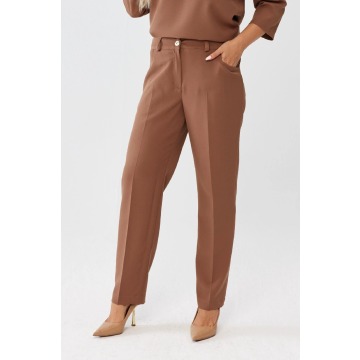 Eleganckie klasyczne karmelowe spodnie Eleonora PLUS SIZE XXL OVERSIZE