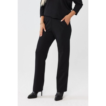 Czarne spodnie Florina - prosta nogawka i kieszenie po bokach PLUS SIZE XXL OVERSIZE JESIEŃ