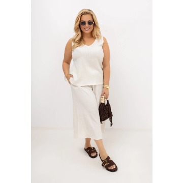 Komplet Nelka ecru: spodnio-spódnica i top | 100% wiskoza | OVERSIZE PLUS SIZE LATO